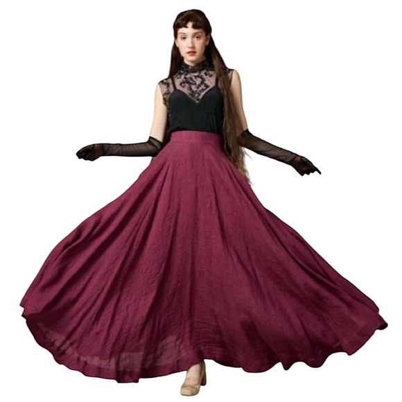 Linennaive Dresses & Skirts - Cherry 22 Maxi Linen Skirt - Plum